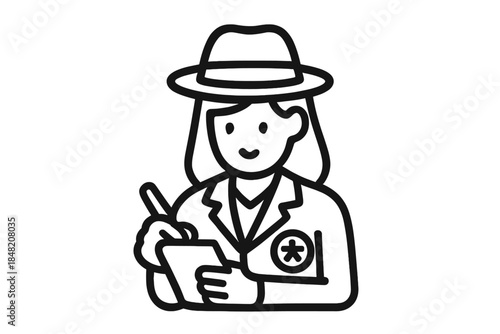 Female detective with notepad and pen