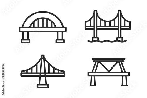 Four bridge icons with dark background