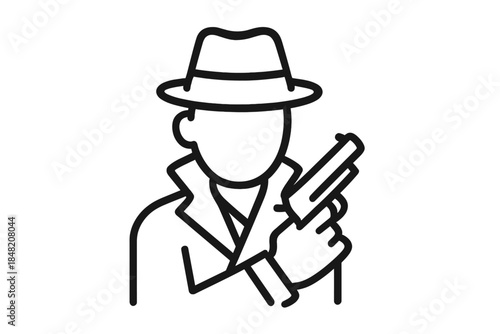 Silhouette of a detective holding a gun