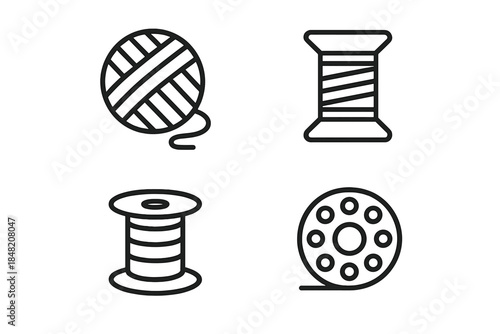 Sewing and crafting icons on a dark background