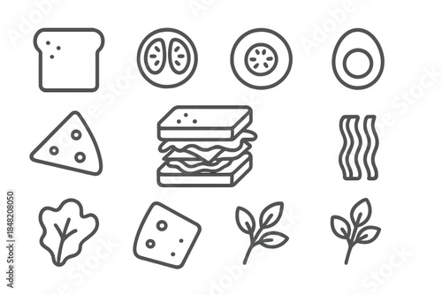Food ingredient icons on a dark background
