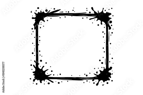Dark Ink Splatter Square Frame on Gradient Background