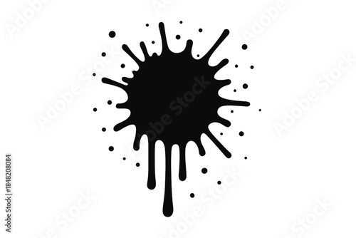 Abstract black ink splatter on a gradient background