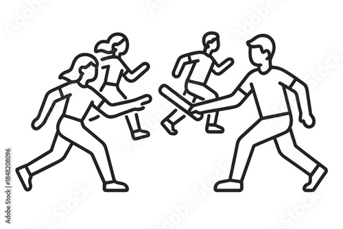 Relay race icons passing baton