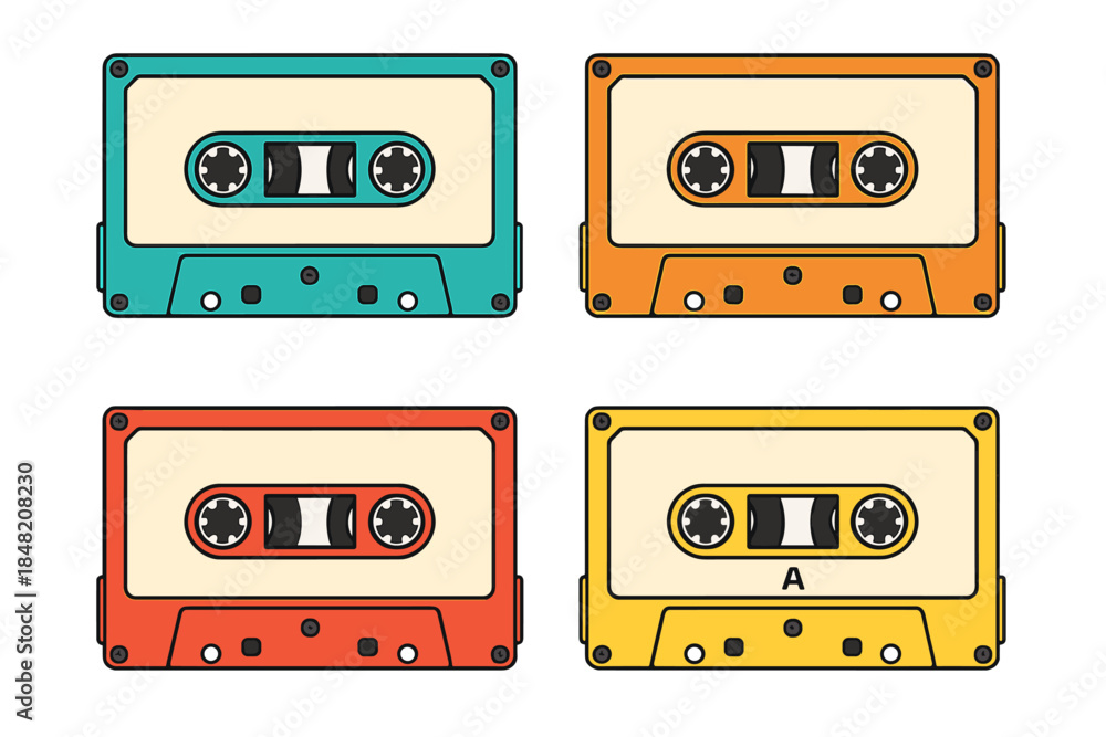 Fototapeta premium Retro Cassette Tapes Collection on Gradient Background