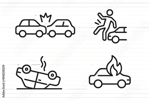 Set of car accident icons