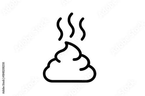 Smelly poop emoji icon with steam