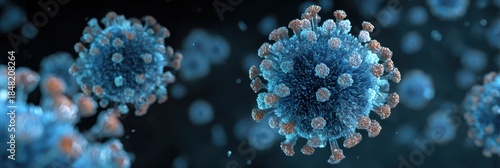Detailed Macro Shot of Delta Plus Variant Coronavirus Cell: SARS-CoV-2 Mutation Representing 2022 Pandemic