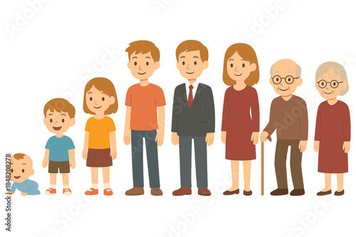 Family life cycle progression from baby to elderly couple