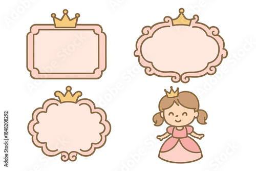 Cute Princess Themed Background with Frames and Character