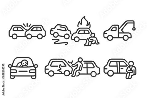 Car accident icons