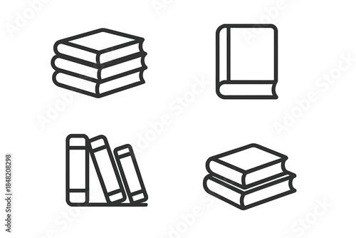 Minimalist book icons on dark background