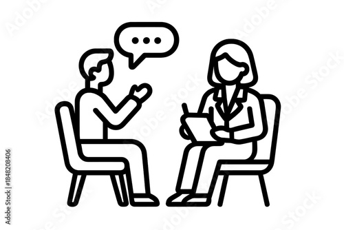 Silhouettes of two people sitting and talking
