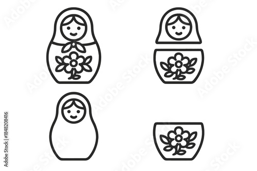 Matryoshka dolls outline on a dark background