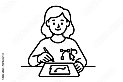 Person using a drawing tablet with a stylus