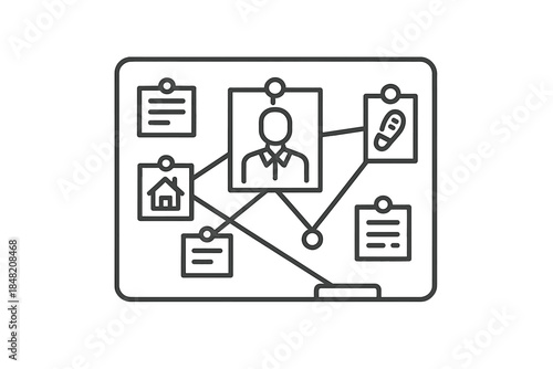 Mind map or workflow diagram on a whiteboard