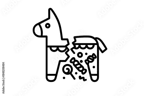 Broken Pinata with Candy Falling Out