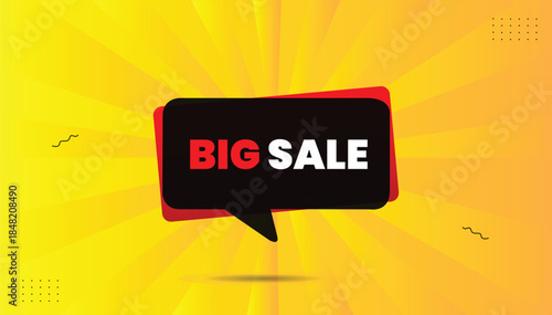 big sale banner editable eps format template design with black red gradient shapes white bold vector illustration icon label sticker yellow orange hot abstract background