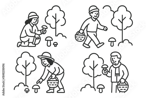 Mushroom Picking Scenes