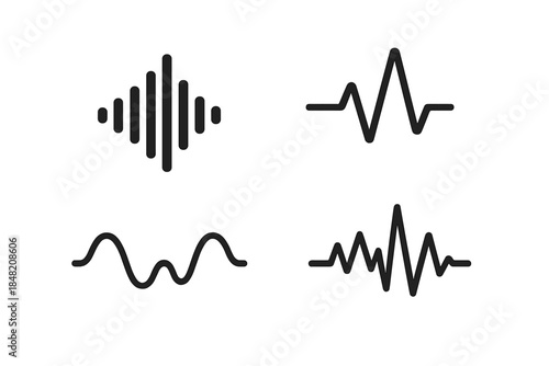Four Sound Waveforms on Black Background