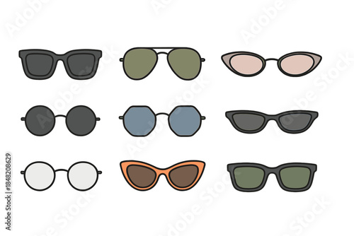 Collection of diverse eyeglasses and sunglasses