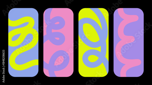 Abstract doodle squiggles with smooth curves. Contemporary graphic background for posters and digital templates.