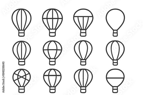 Hot Air Balloon Icons Set