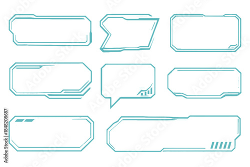 Futuristic UI Elements with Blue Neon Glow on Gradient Background