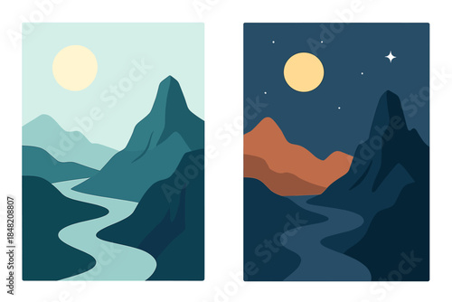 Minimalist Mountain Landscape Scenes