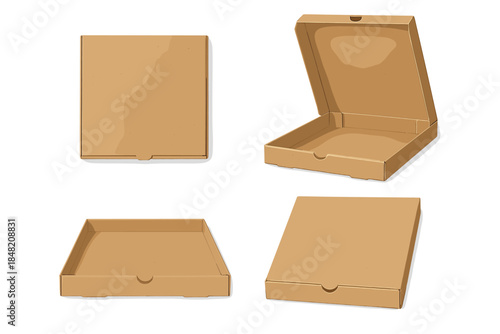 Four Pizza Boxes on a Gradient Background