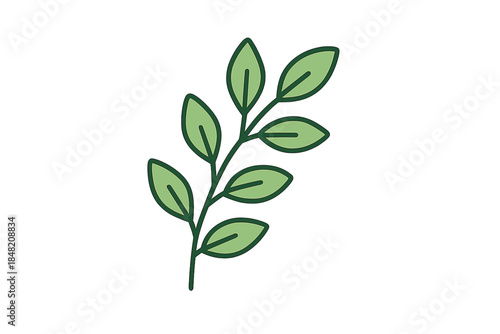 Green leaf branch on gradient background