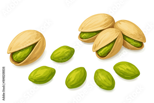 Close up illustration of fresh pistachios on a gradient background