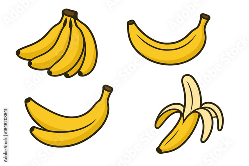 Four Bananas on a Gradient Background