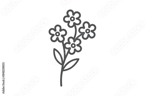 Outline of flowers on a gray background