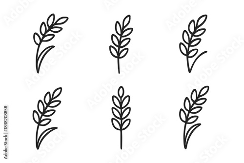 Stylized Wheat Stalks Icon Set on Dark Background