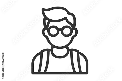Icon of a person with glasses and backpack