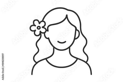 Minimalist avatar of a woman with a flower in her hair