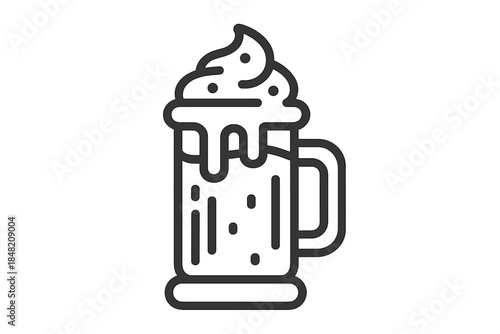Stylized beer mug with whipped cream icon
