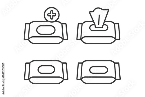 Four wet wipe pack icons