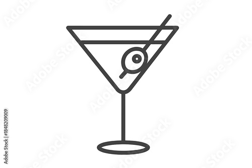 Outline of a Martini glass with an olive and pick