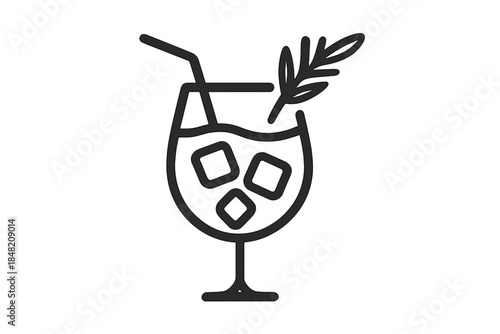 Cocktail glass with ice and garnish icon
