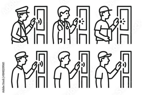 People interacting with a smart door.