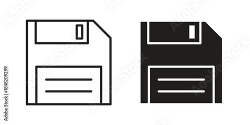 Floppy disk icons. Minimal logo design element, vector illustration.