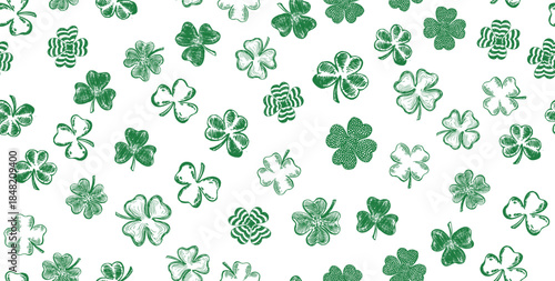 St. Patrick's Day. Sketch set clover. Hand drawn illustration.	
