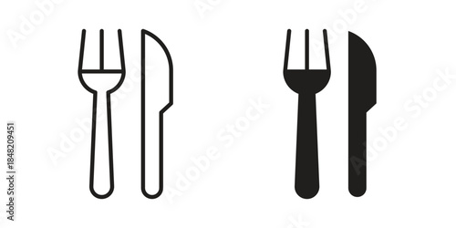Fork and Knife icons. Minimal logo design element, vector illustration.