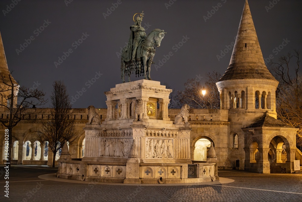 Obraz premium Horse scuplture at night, Budapest