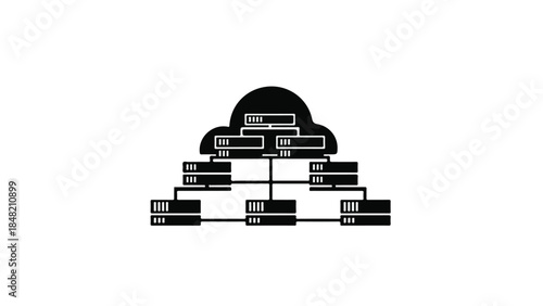 Cloud computing network infrastructure servers database storage technology concept illustration