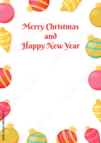 Vector templates for postcards, social media posts, newsletters, ads, and sales. A4 Christmas and New Year banners with Christmas tree decorations. Festive New Year's tree decorations.