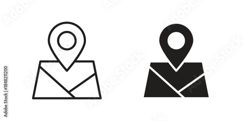 Map icons. Minimal logo design element, vector illustration.