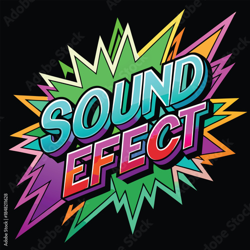 Colorful comic book explosion with SOUNDEFECT text sound effect pop art